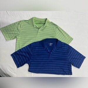 Lot of 2 Men’s Polo Shirts: Green and Blue Stripes